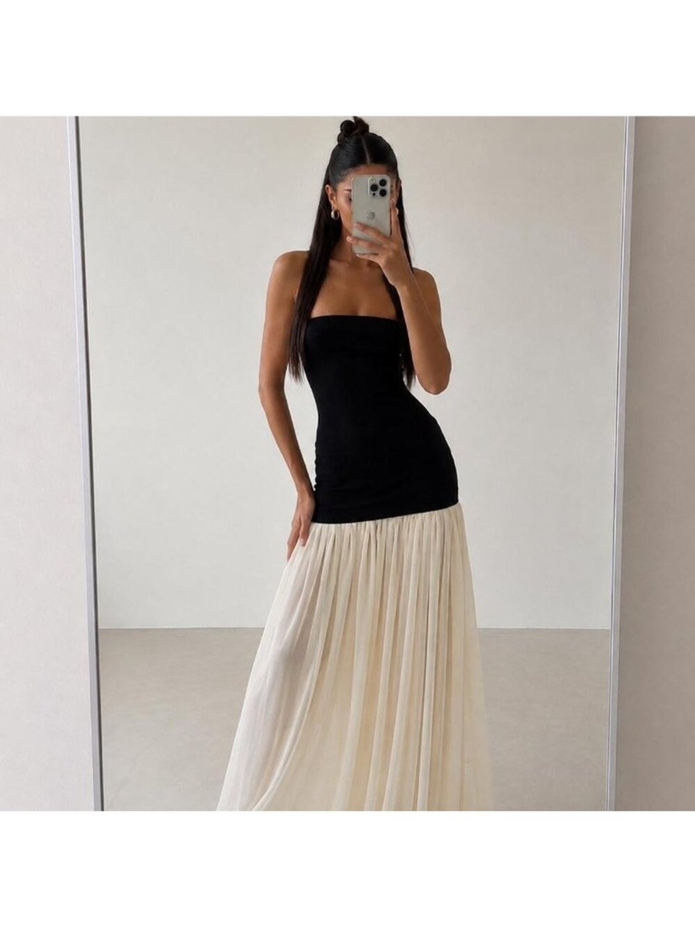 Heiress Beverly Hills Bandeau Drop Waist Chiffon Maxi Dress Size M NWT